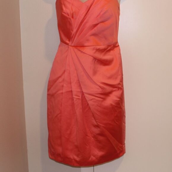 David's Bridal  Silk Orange Strapless Mini Dress Women Size 2 - Picture 4 of 10